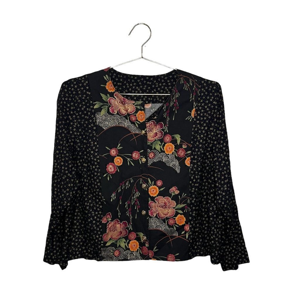 Button Front Long Sleeve Blouse - Picture 2 of 7